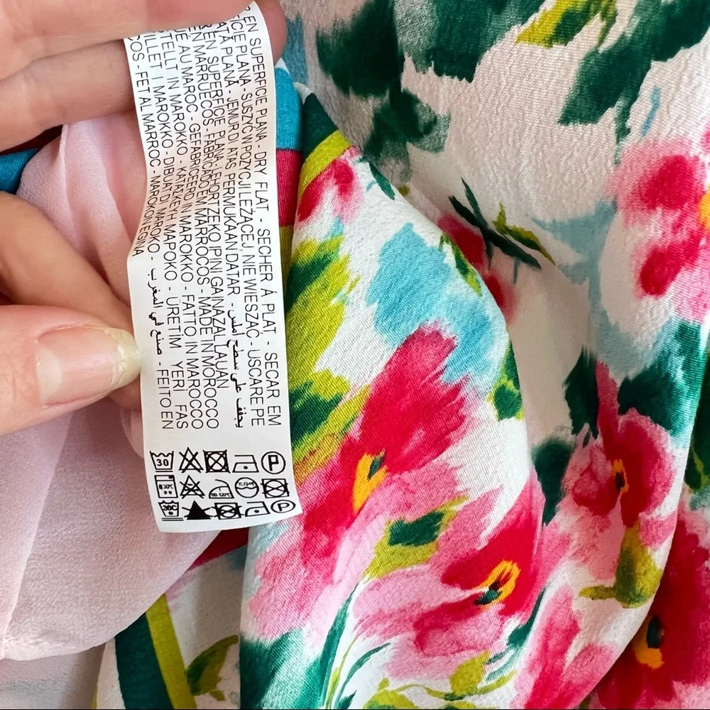 Zara Floral Print Asymmetrical Spaghetti Strap Top Size Medium NWT - Picture 9 of 9